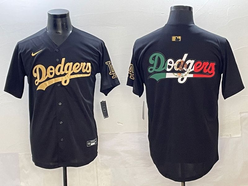 Men Los Angeles Dodgers Blank Black Gold Nike MLB Jersey style 008